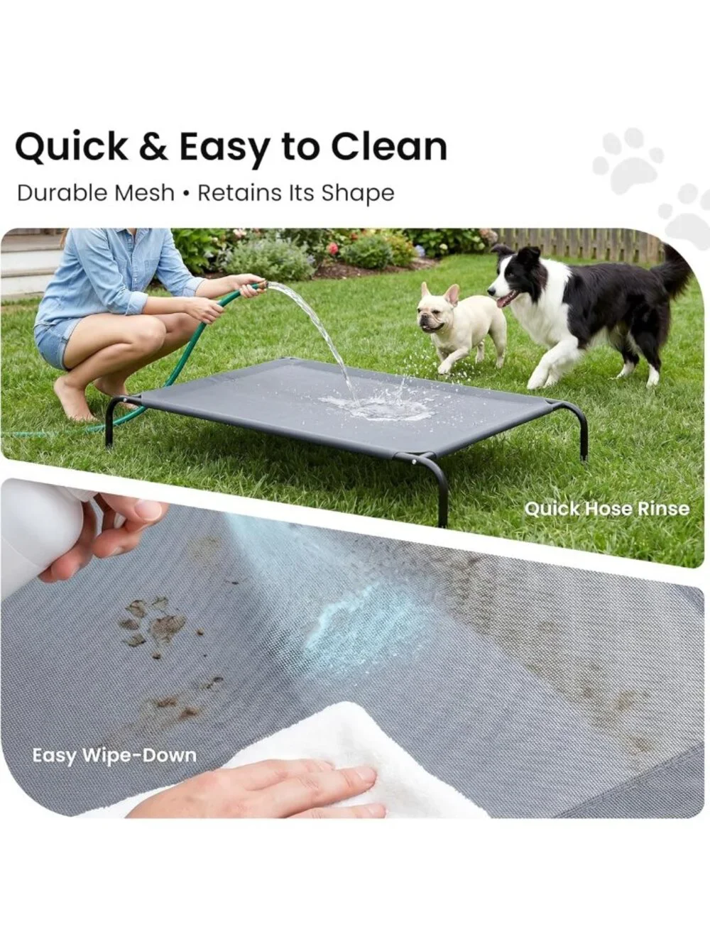 Elevated Cooling Dog Bed for Large Pets - Portable Indoor/Outdoor Cot, Durable